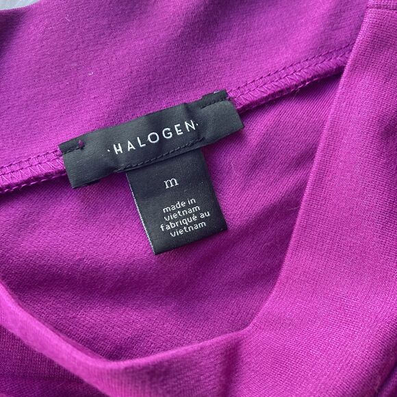 Halogen Blouse Sz M Magenta Pink 3/4 Sleeve Double V Neck Top Stretch Fun Womens - Picture 5 of 10